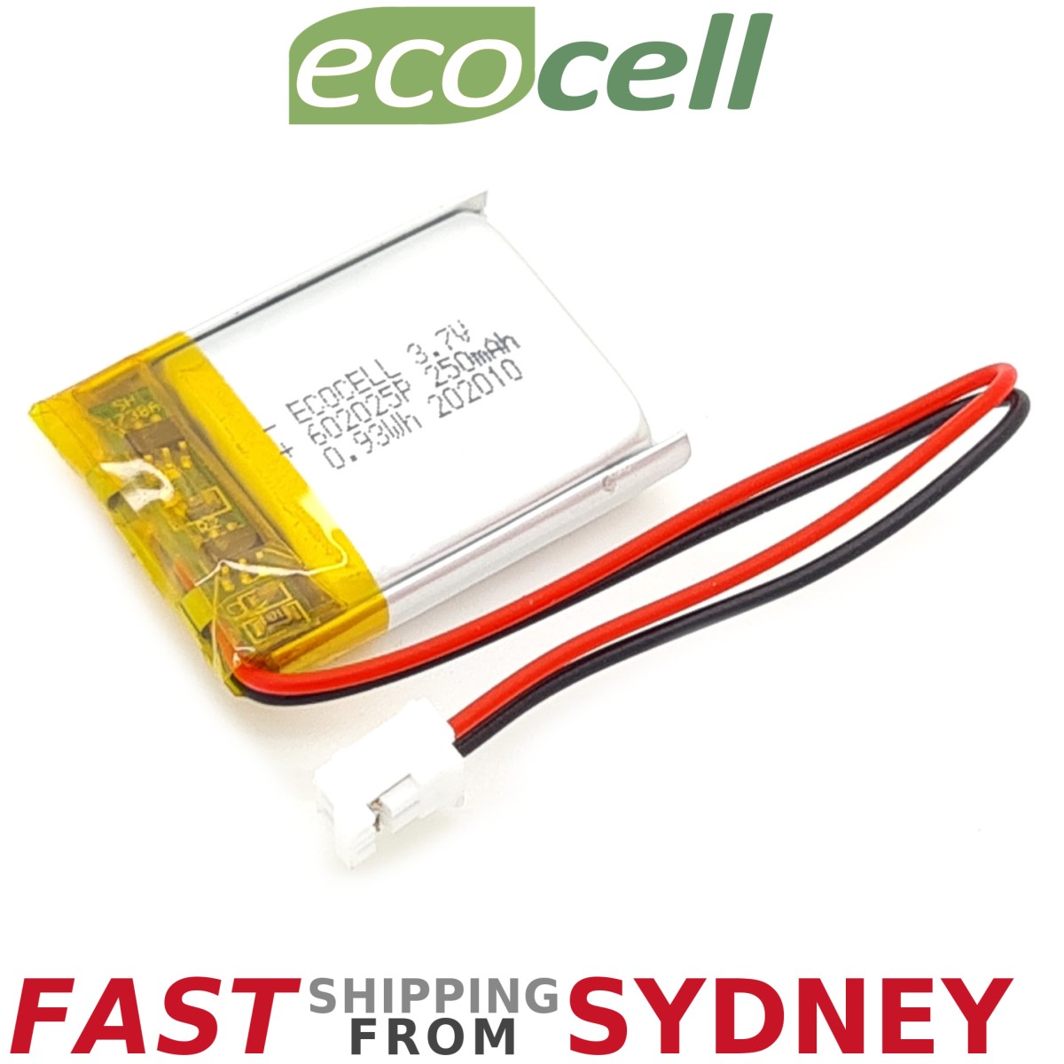 Polymer Lithium Ion Battery LiPo 250mAh 3.7V 602025 JST Connector